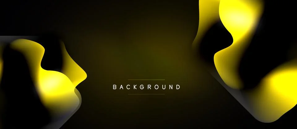 Dark background features golden fluid shapes. Minimalist design with text Stock Illustration