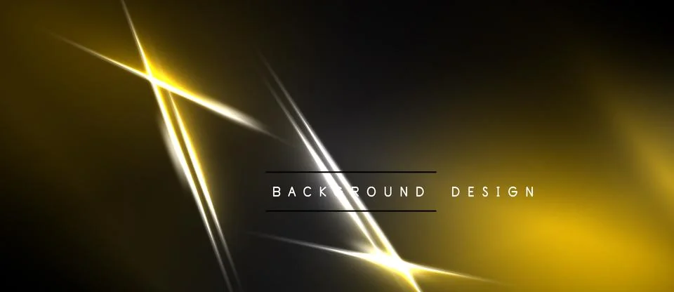 Dark background features golden lines, creating abstract light effects. Stock Illustration