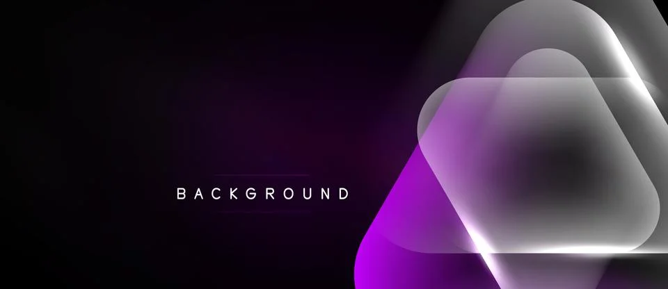 Dark background features layered, glowing geometric shapes. Purple, white 스톡 일러스트