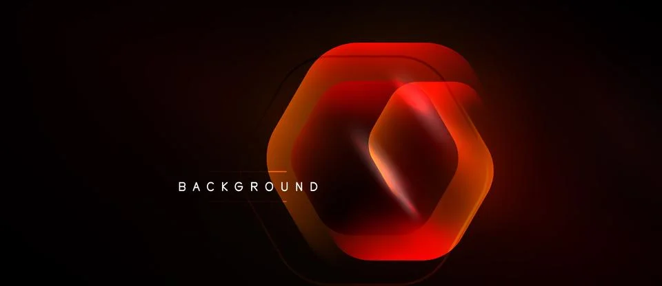 Dark background features layered hexagon shapes. Red neon glow creates modern Stockillustratie