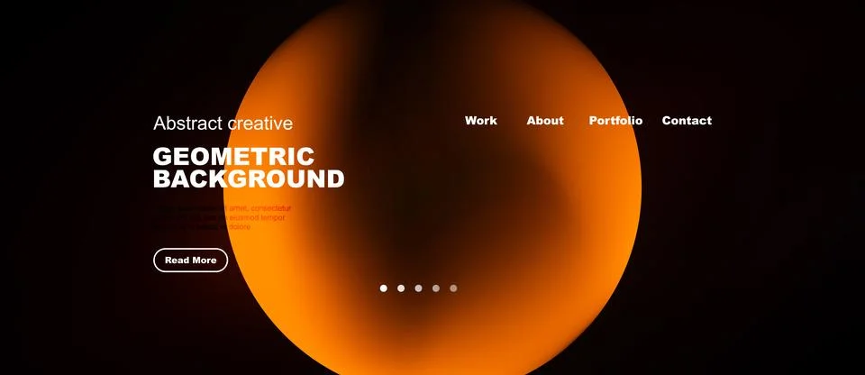 Dark background features orange circular shape. Text elements present, incl.. Stock Illustration