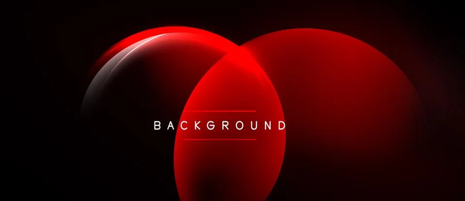 Dark background features overlapping red spheres. Gradient effect creates d.. Stock Illustration