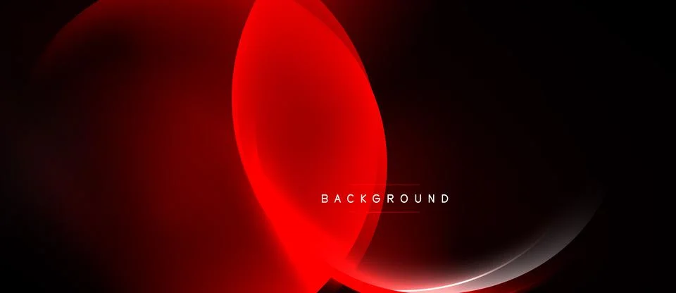 Dark background features overlapping red shapes. Subtle glow enhances curves, Stock Illustration