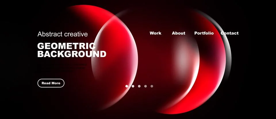 Dark background features overlapping red circles. Text displays geometric d.. Stock Illustration