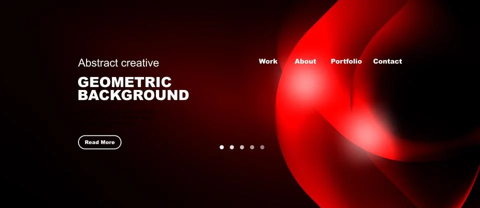 Dark background features red abstract shapes, text elements, navigation opt.. 库存插图