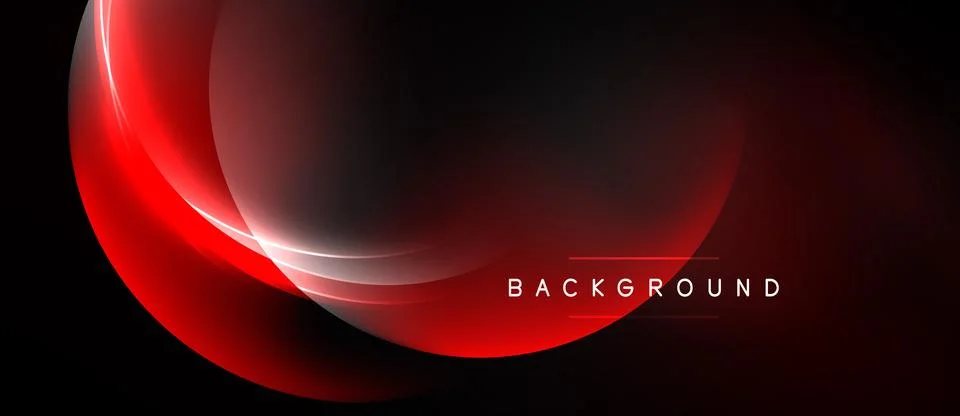 Dark background features red curved lines. Minimalist design with text Illustrazione stock