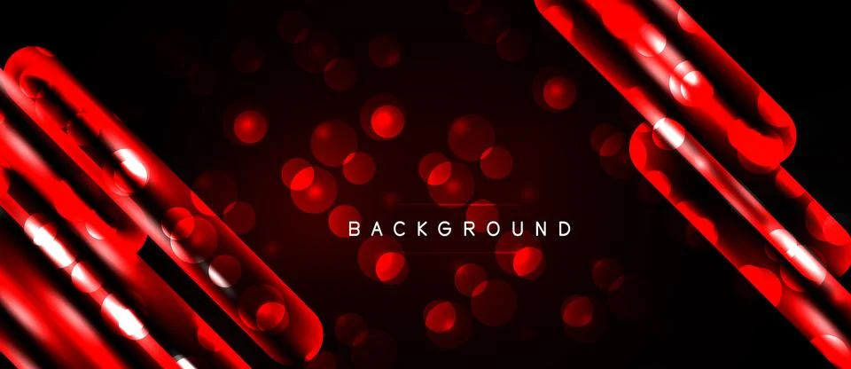 Dark background features red glowing lines, circles. Modern design element Stock Illustration