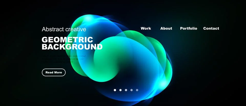 Dark background features vibrant abstract shapes. Text promotes geometric d.. Stock Illustration