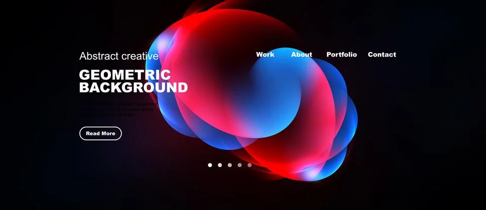 Dark background features vibrant abstract shapes. Red, blue hues blend creati Stock Illustration