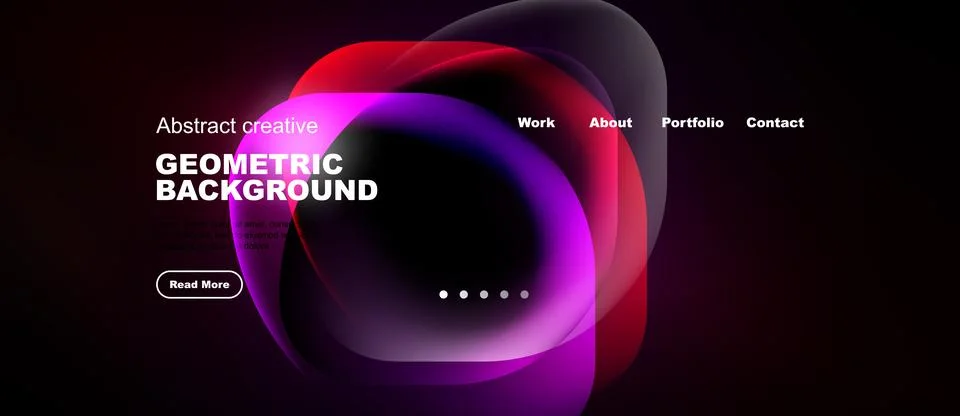 Dark background features vibrant abstract shapes. Text promotes geometric d.. Stock Illustration
