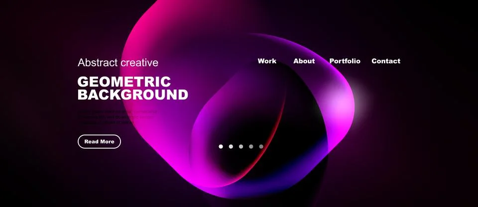 Dark background features vibrant abstract shapes. Text elements include hea.. Stock Illustration
