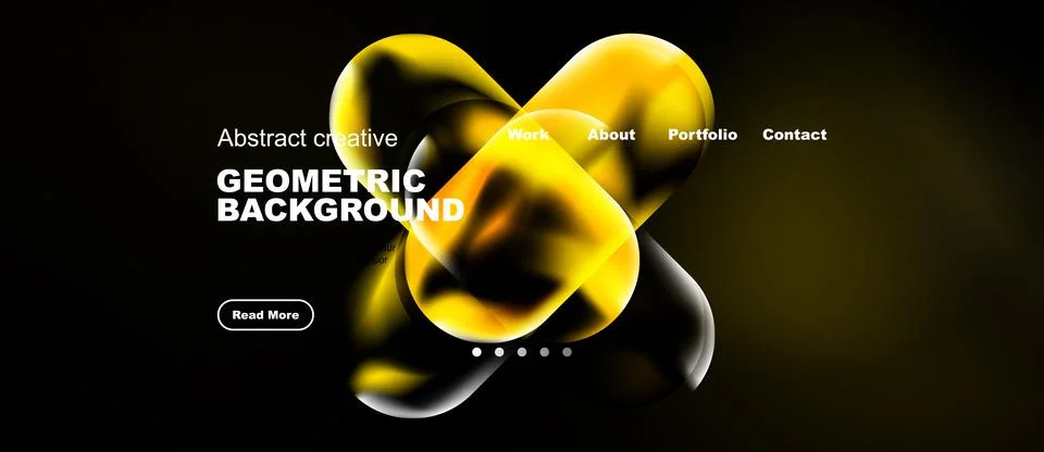 Dark background features vibrant abstract shapes, text elements. Modern desig Stock Illustration