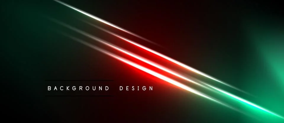 Dark background features vibrant diagonal lines. Red, green gradients create Stock Illustration