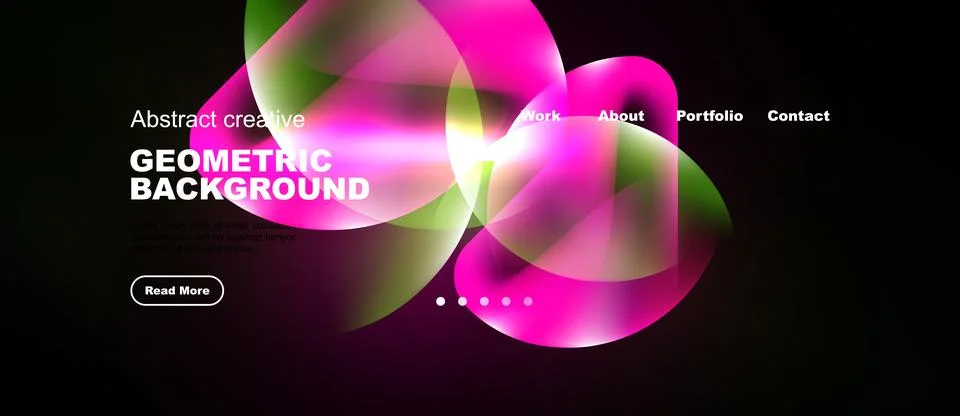 Dark background features vibrant, flowing shapes. Text highlights geometric 스톡 일러스트