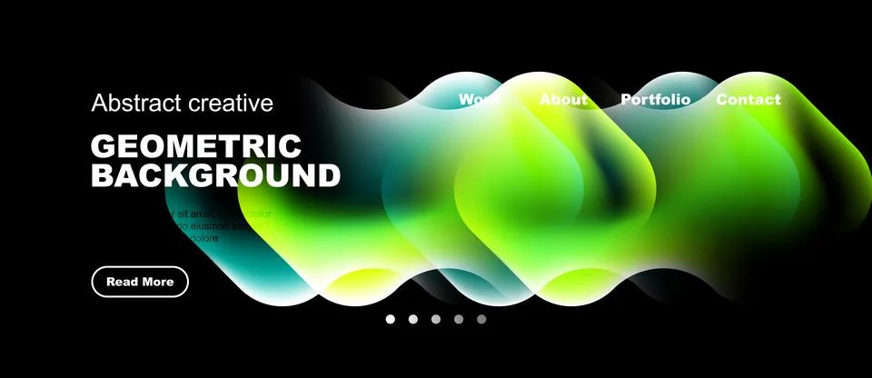 Dark background features vibrant, flowing shapes. Text highlights geometric 스톡 일러스트