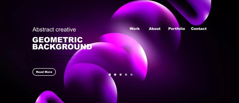 Dark background features vibrant, flowing shapes. Text highlights geometric 스톡 일러스트