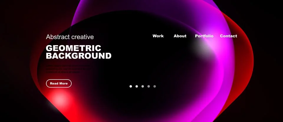 Dark background features vibrant, flowing shapes. Website header includes イラスト素材