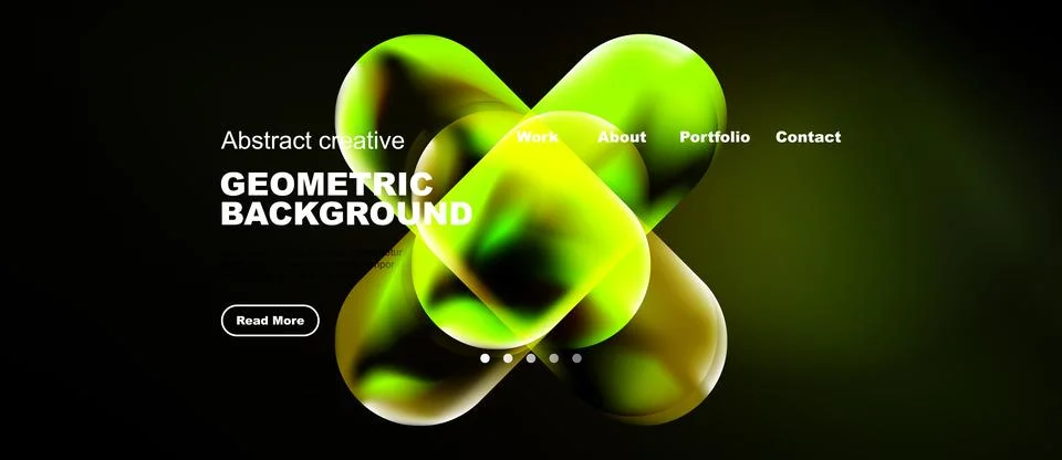 Dark background features vibrant fluid shapes, text elements. Modern design Stock Illustration