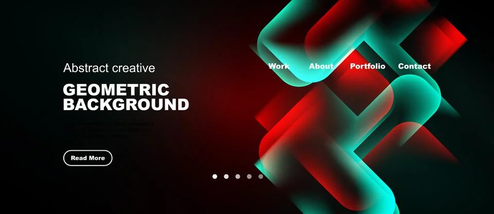 Dark background features vibrant geometric shapes. Red, teal hues create mode Stock Illustration