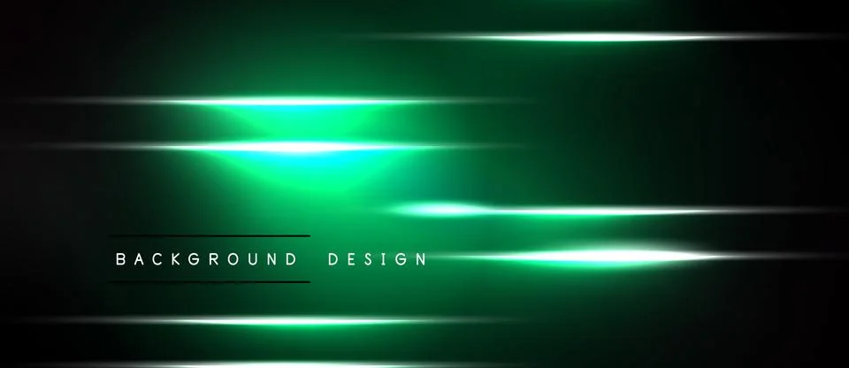 Dark background features vibrant green glowing lines. Horizontal layers creat イラスト素材