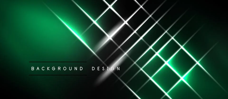 Dark background features vibrant green, white lines forming geometric pattern 스톡 일러스트