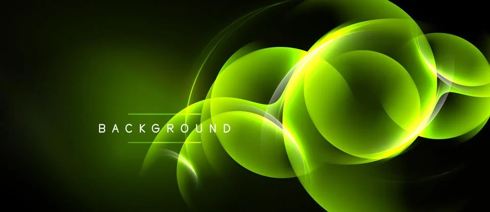 Dark background features vibrant green glowing swirls, curves. Text reads 스톡 일러스트