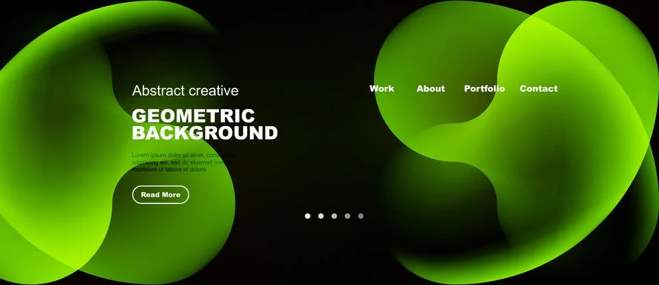 Dark background features vibrant green fluid shapes. Text elements include イラスト素材