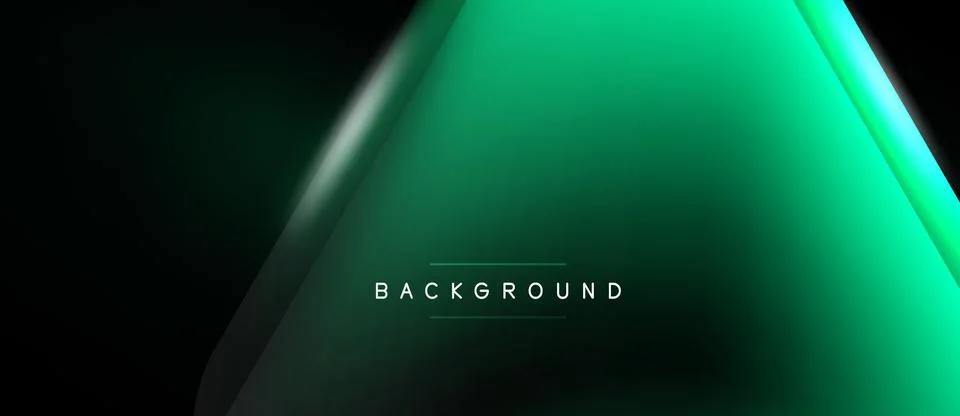 Dark background features vibrant green gradient. Light reflects, creating m.. Illustrazione stock