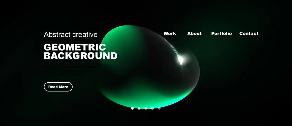 Dark background features vibrant green geometric shapes, text elements, Illustrazione stock