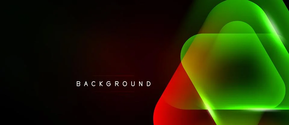Dark background features vibrant green, yellow, red geometric shapes. Modern 스톡 일러스트