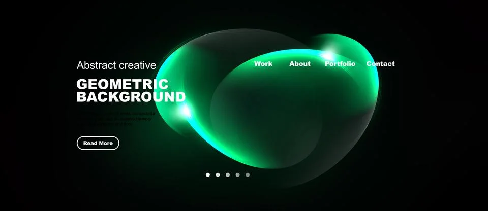 Dark background features vibrant green abstract shapes. Navigation menu inc.. Stockillustratie