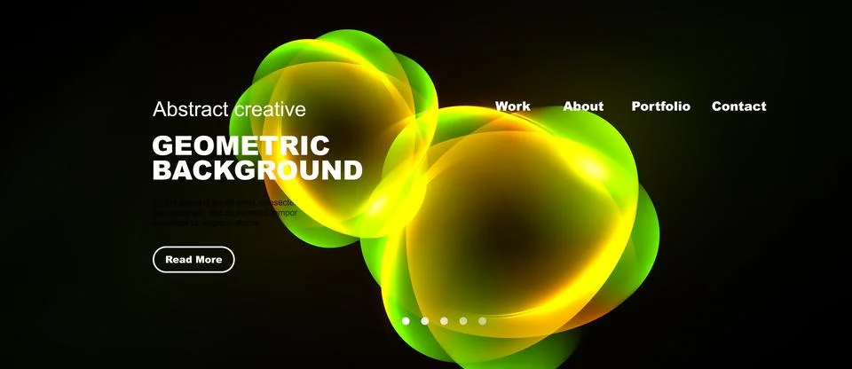 Dark background features vibrant green, yellow geometric shapes. Text promote イラスト素材
