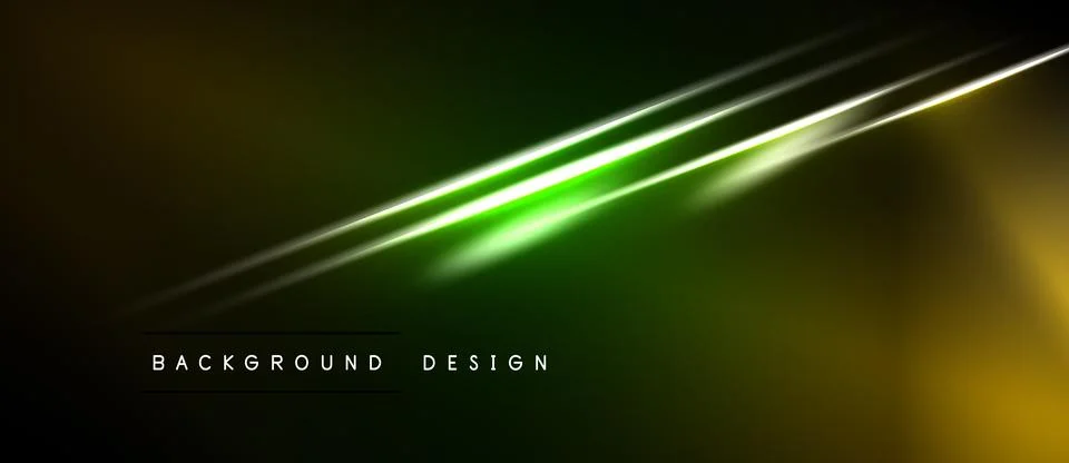 Dark background features vibrant green, gold light streaks. Modern design Illustrazione stock