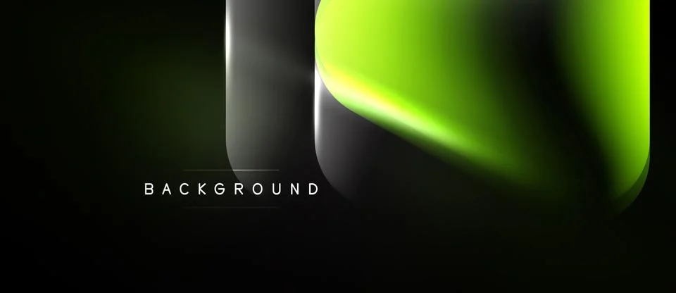 Dark background features vibrant green, gray shapes. Modern design, smooth Stock Illustration