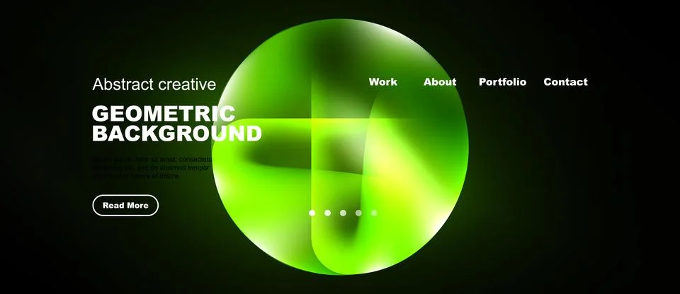 Dark background features vibrant green, yellow shapes. Minimalist design with Stock Illustration