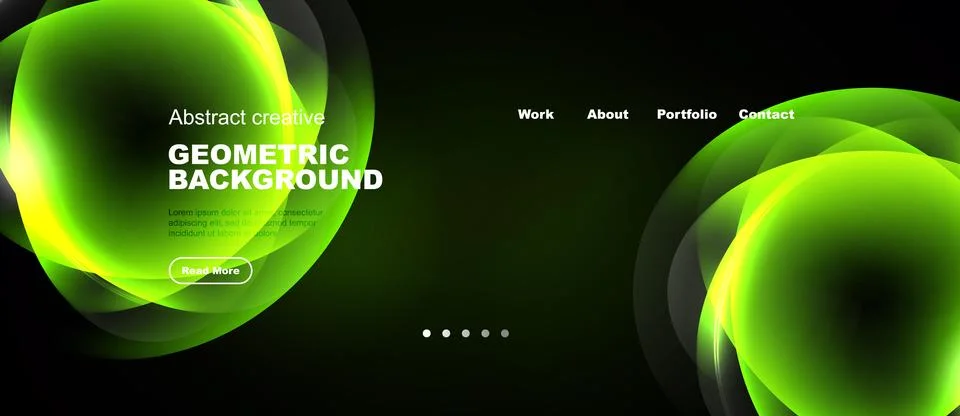 Dark background features vibrant green abstract shapes. Text elements present 스톡 일러스트