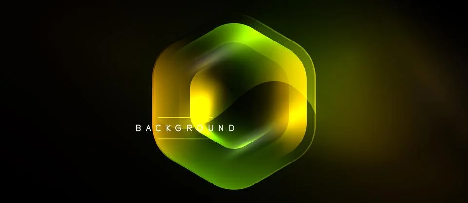 Dark background features vibrant hexagon. Gradient colors blend, creating Stockillustratie
