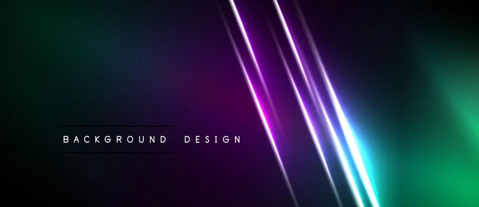 Dark background features vibrant neon lines, gradients. Modern design element イラスト素材