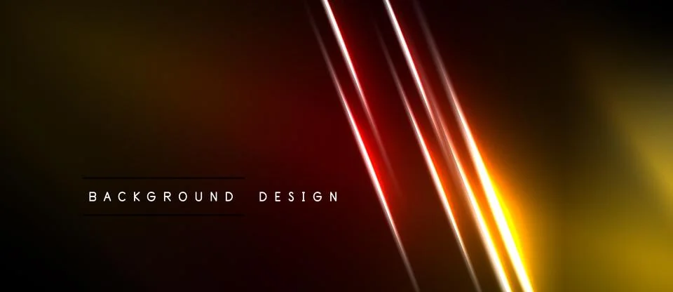 Dark background features vibrant neon lines. Golden, red hues create dynamic Stock Illustration