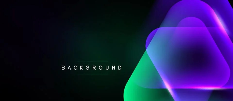 Dark background features vibrant neon hexagons. Gradient transitions create Illustrazione stock