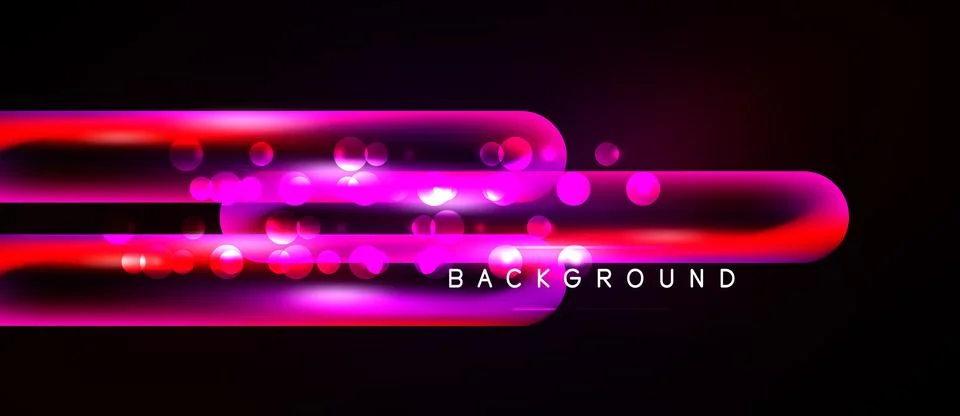 Dark background features vibrant neon lines, circles. Modern design element, Stock Illustration