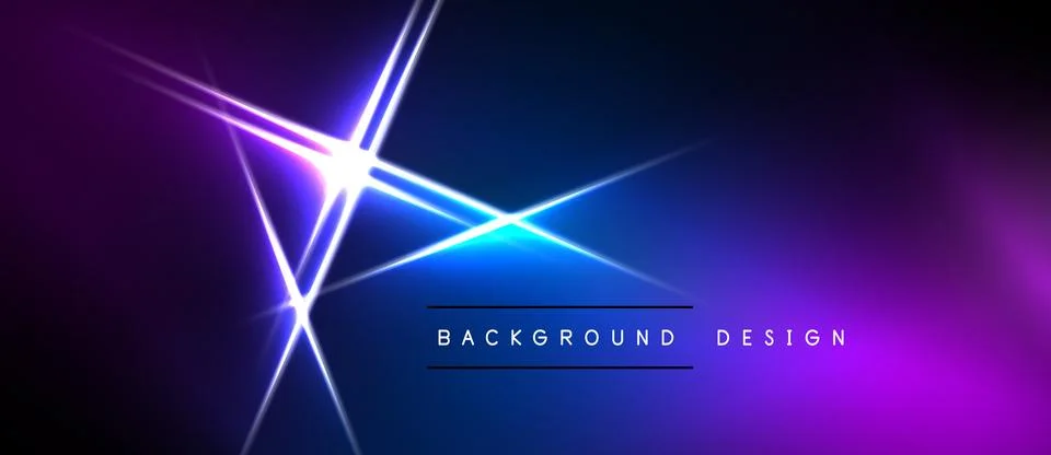 Dark background features vibrant neon lines, creating dynamic light effects. Stock Illustration