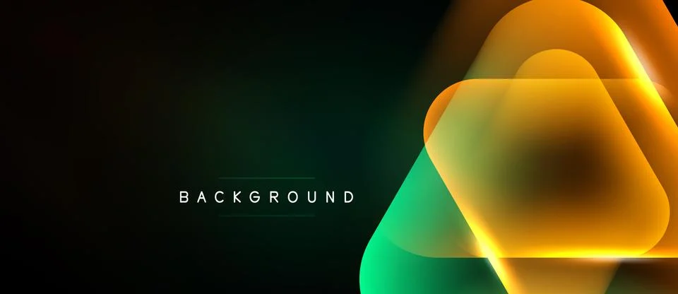 Dark background features vibrant orange, green geometric layers. Modern desig イラスト素材