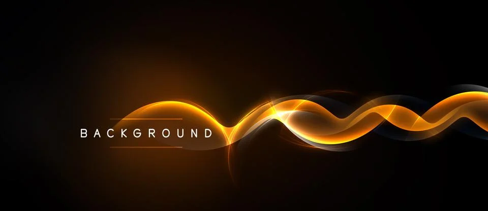 Dark background features vibrant orange waves. Light reflects, creating dynam Stockillustratie