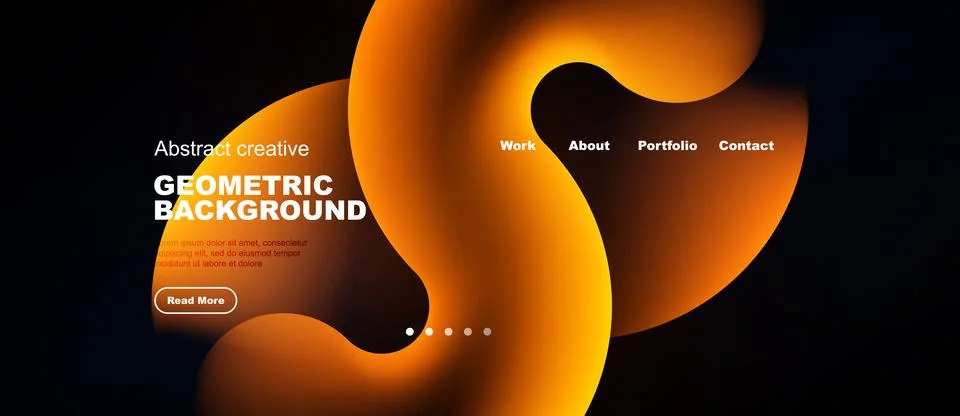 Dark background features vibrant orange geometric shapes. Text elements inclu イラスト素材