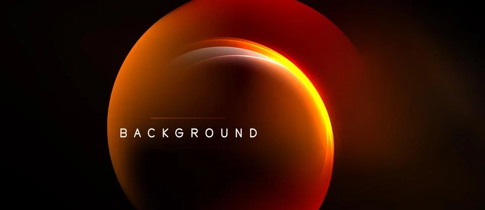 Dark background features vibrant orange sphere. Gradient effect creates lum.. Stockillustratie