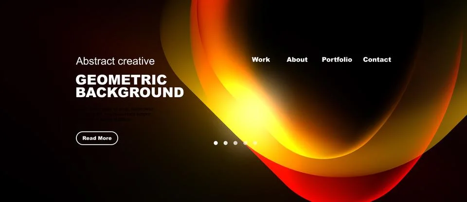 Dark background features vibrant orange waves. Text displays geometric design Stock Illustration