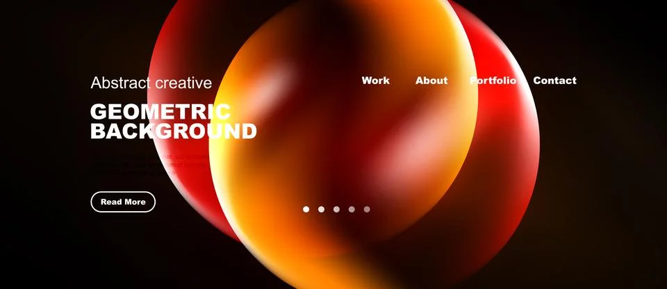 Dark background features vibrant orange circles, text elements. Modern design イラスト素材