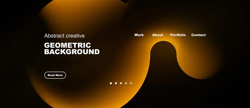 Dark background features vibrant orange geometric shapes. Text promotes abs.. Stock Illustration
