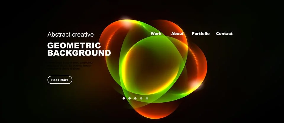 Dark background features vibrant, overlapping circles. Text elements include 스톡 일러스트
